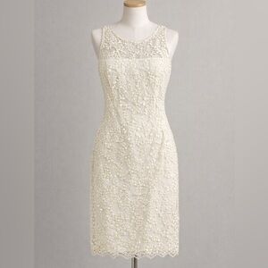 Calvin Klein Ivory Embroidered Lace Sheath Dress Size 8 Wedding Guest Cocktail